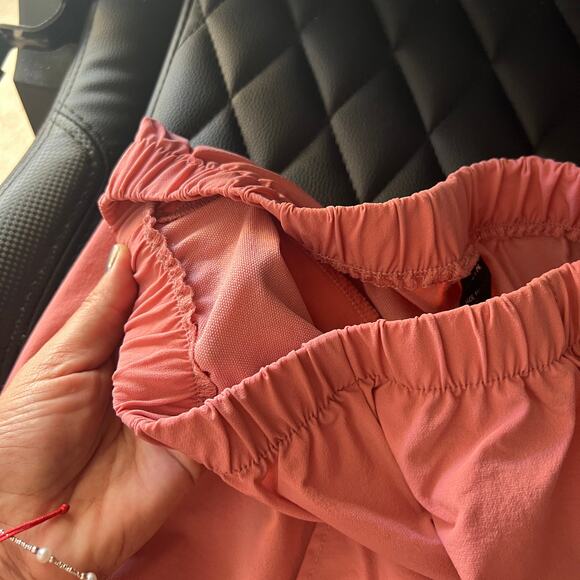 SHEIN Pink Wide Leg Pants Women M Elastic Waist Crop Ankle Slit - Picture 8 of 9